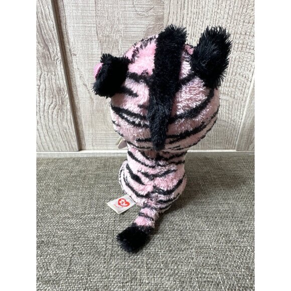 Ty Beanie Boo Zoey Zebra Plush Toy Pink & Black Striped 6" Stuffed Animal - Picture 3 of 8